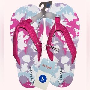 Cat & Jack Girls Tie Dye Flip Flops L 4/5